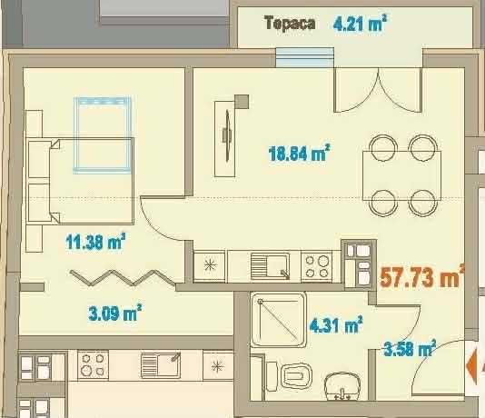 Двустаен, продажба, Зона Б-18