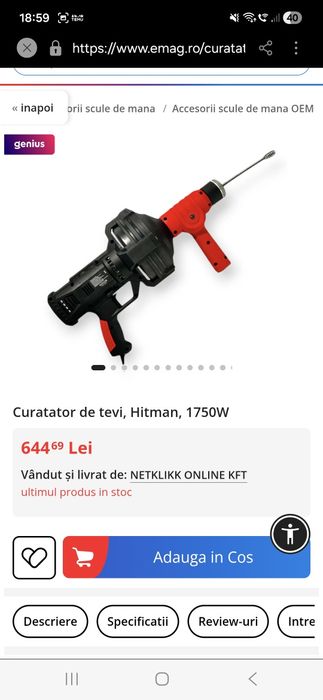 Curățător de țevi electric