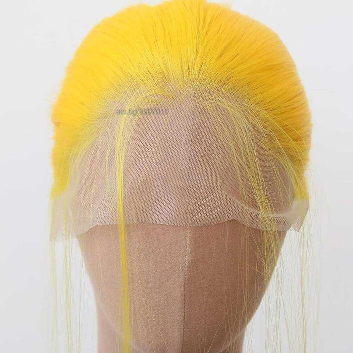 Дълга права жълта перука с дантела 13x4 - ефектен и модерен стил