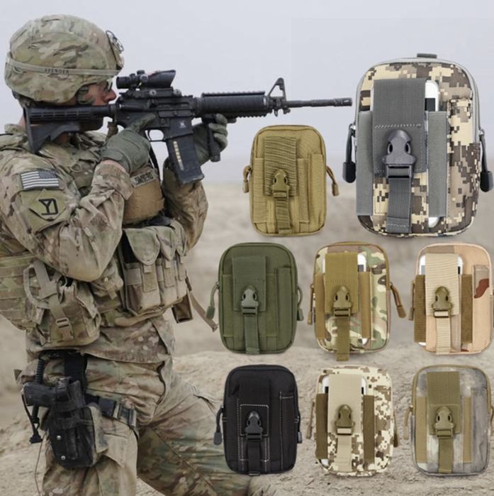 тактическа чанта за колан раница военна MOLLE джоб gsm фенер 16х9см