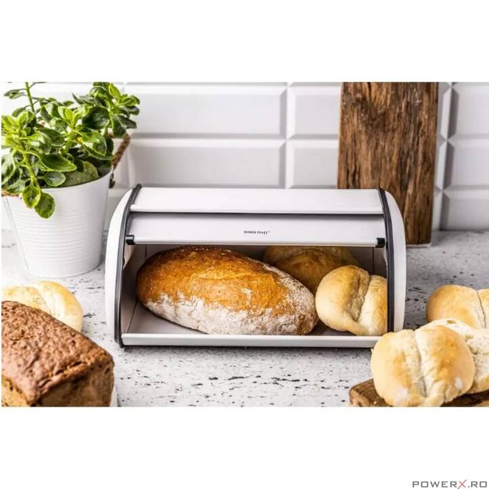 Cutie pentru paine, din otel, alba, 15 x 24 x 36 cm, Kinghoff