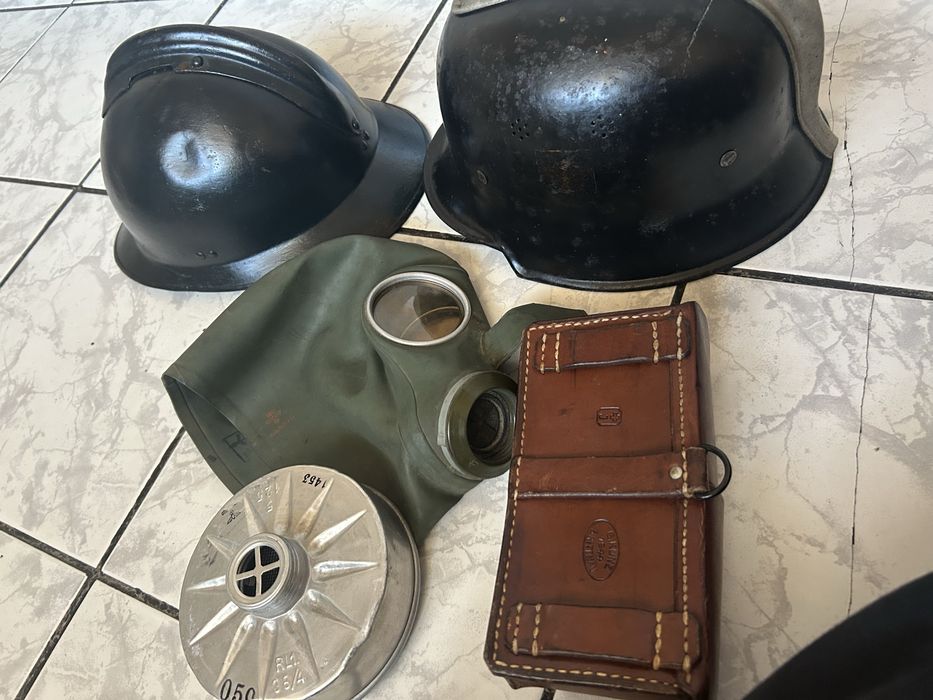 Casca politie, pompieri ww2 model adrian,masca gaze cartusiera