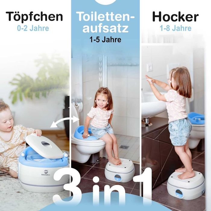Детско гърне 3 в 1 + Детска тоалетна чиния + Табуретка / тоалетна