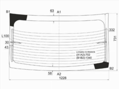 Стекло заднее с обогревом  Renault Logan