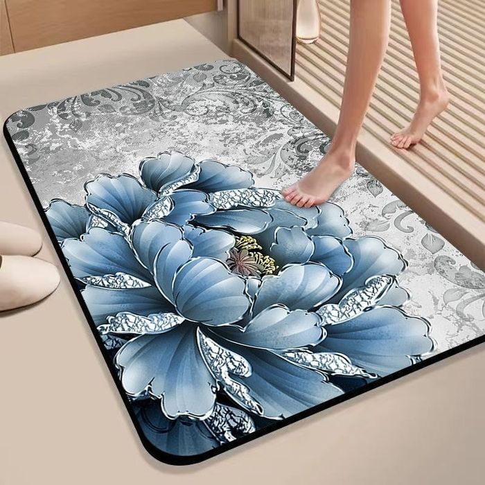 Стильный коврик с объёмным 3D рисунком цветов, 80×120 / 90×60 см