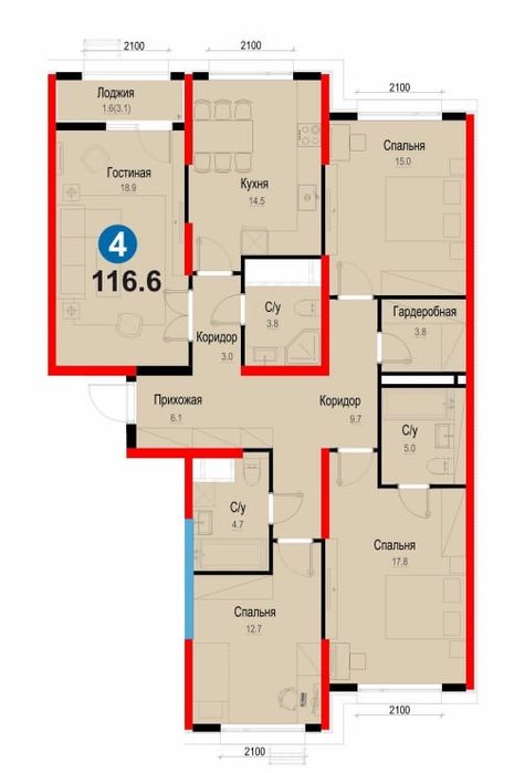 Скидка 15%, 4-ком 117м2 в ипотеку! М2 всего по 10млн сум(875у.е.) [BX]