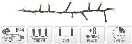 Коледни лампички на макара - 1250 светодиода - топло бяло - 2500 см