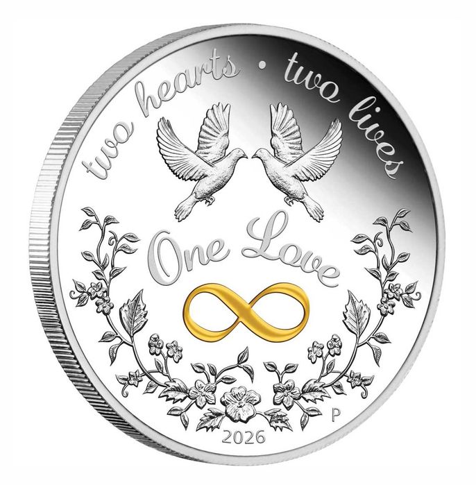 Сребърна монета 1 oz One Love 2026 1oz Silver Proof Coloured Coin