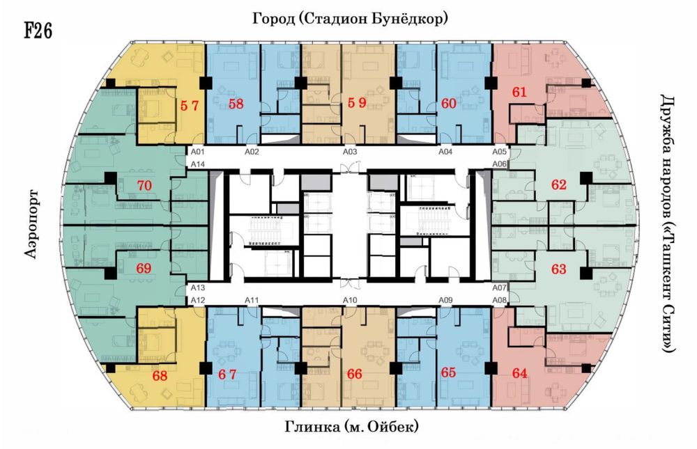 Недорого Срочно продается!!! ЖК Piramit Tower 65м2 2х ком квартира