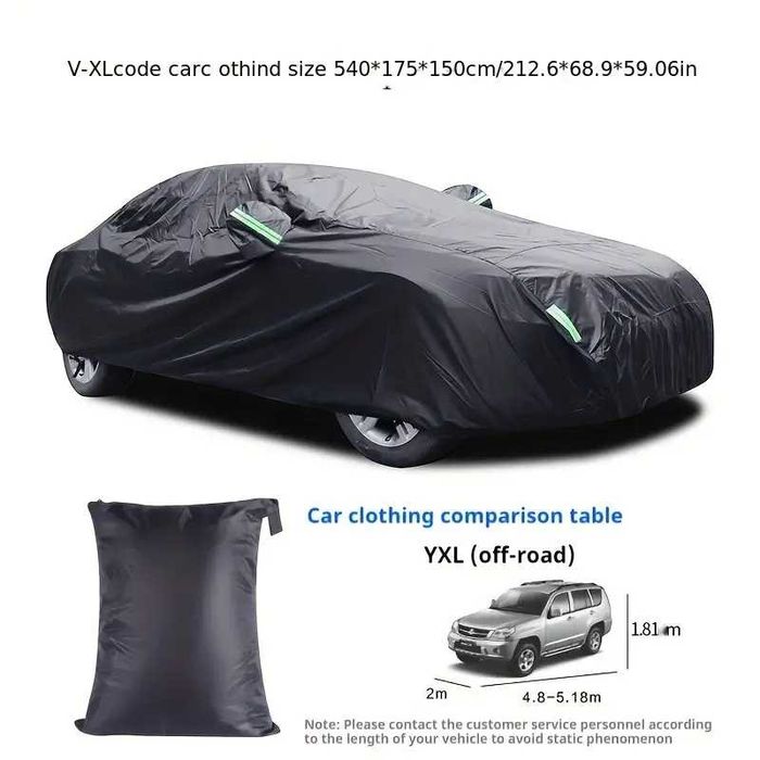 Prelata husa auto neagra Oxford Premium int argintiu YL 485x190x180cm YXL 540x190x190cm YM 450x185x170cm Husa pentru masina este complet neagra