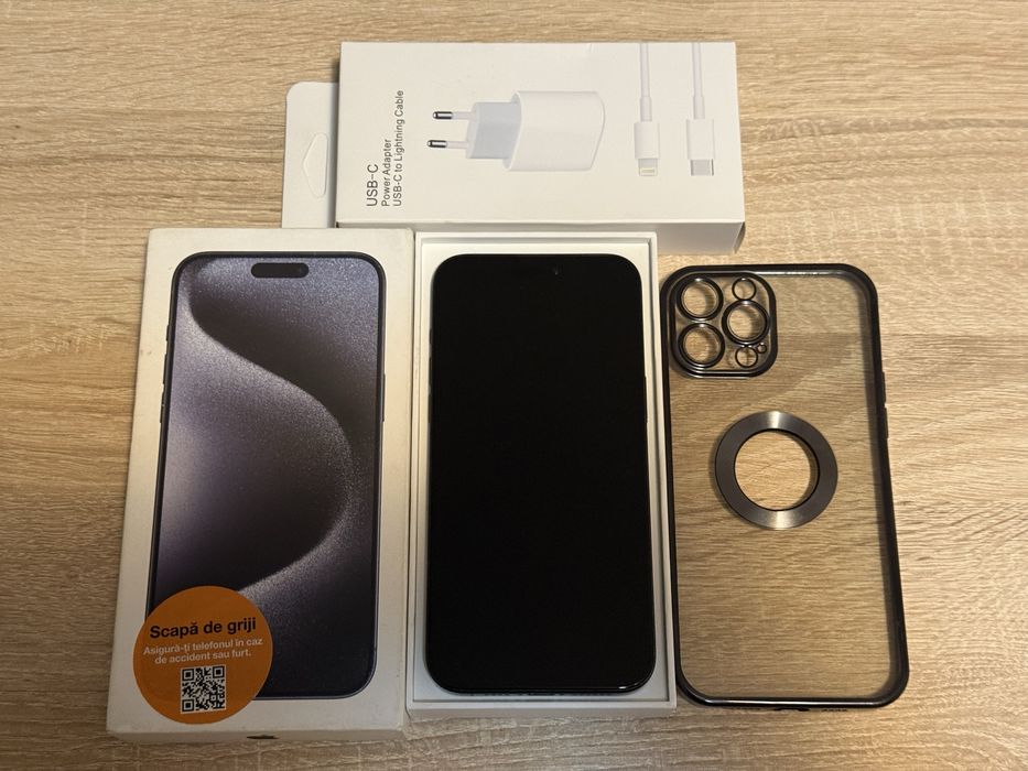 iPhone 15 Pro Max 256GB Blue Titanium Impecabil Cutie și Accesorii