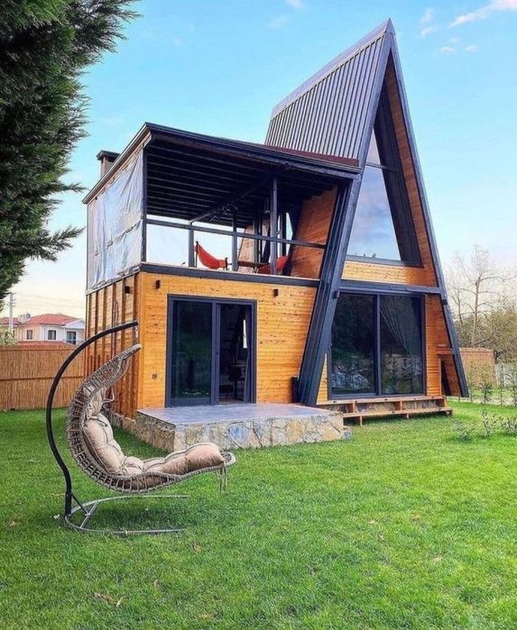 Cabane stil A Frame si case din structura de lemn