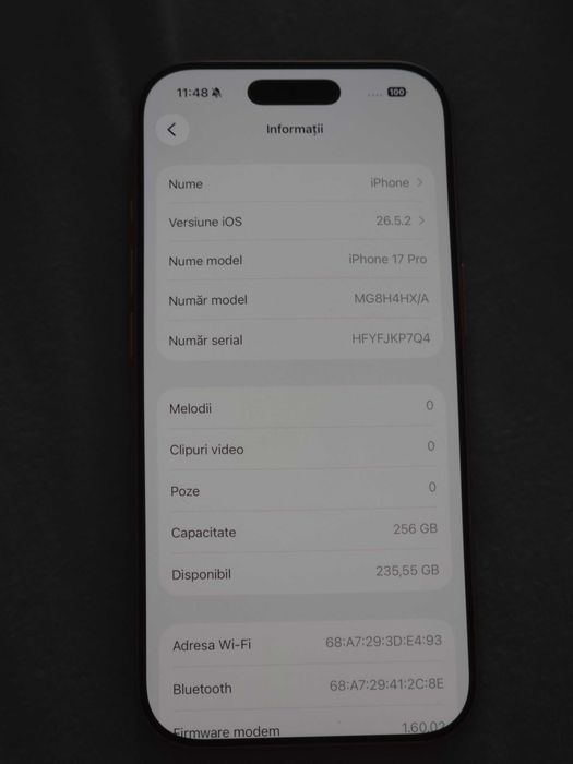 iPhone 17 Pro 256GB Orange folosit puțin