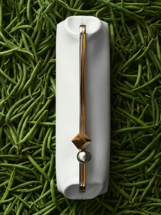 Нова бяла чанта клъч Jacquemus естествена кожа