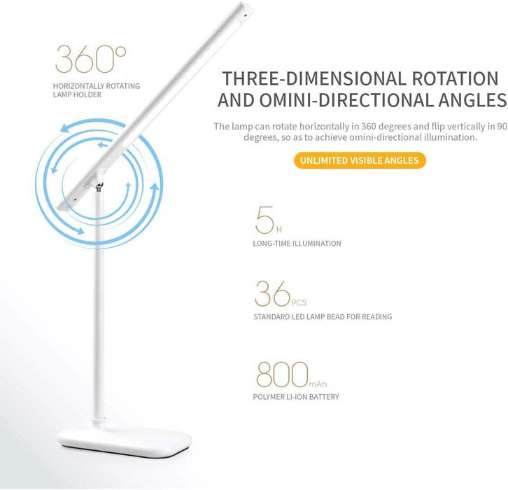 Veioza birou led  acumulator USB lumina calda rece   copii elevi teme