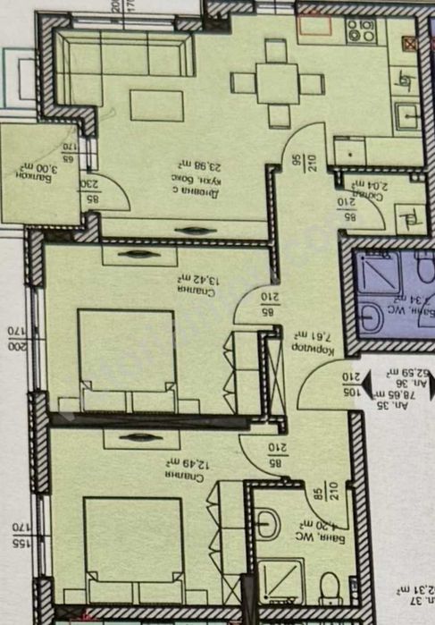 Продава се Тристаен апартамент в Велико Търново, Бузлуджа - 90 кв.м за 1300 €/кв.м - Снимка #1