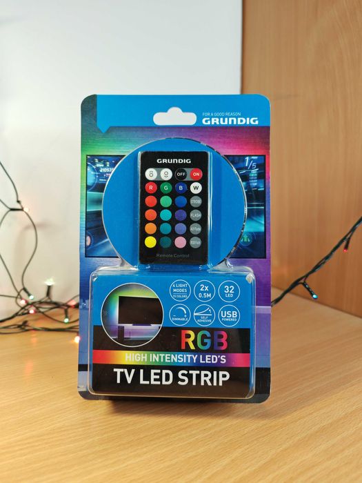 NOUA Banda cu LED pt. TV, cu telecomanda, 1m lungime, conexiune USB