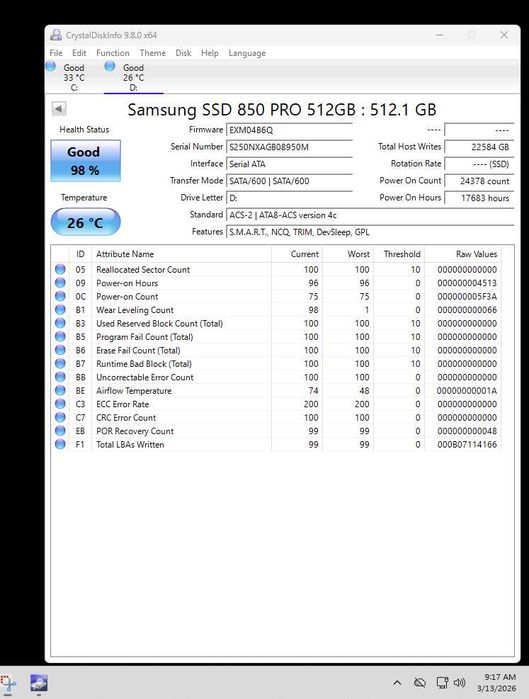 SSD 512GB Samsung 850 PRO SATA3