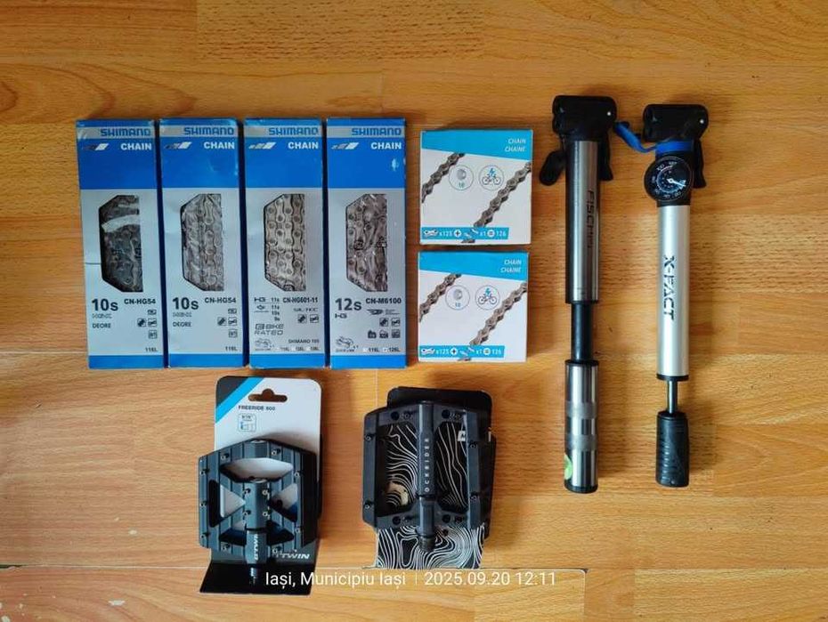 Piese pt bicicleta; Lanțuri Shimano Deore, Pedale, Pompe(Super Ofertă)