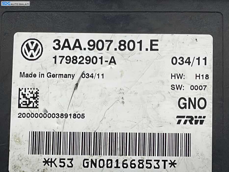 Modul Unitate Calculator Frana de Mana Electrica Volkswagen Passat B7 2010 - 2015 Cod 3AA907801E 3AA.907.801.E [L3280]