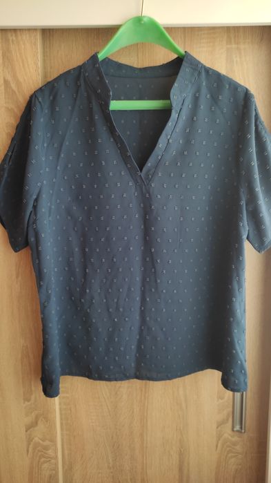 Синя риза с къс ръкав