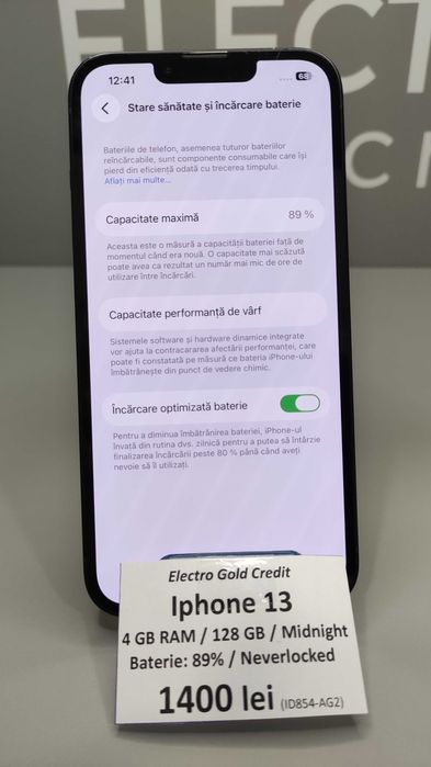 Iphone 13 128GB Midnight/Neverlocked/Baterie:89% ID854-AG2