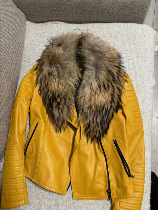 Geaca piele naturala si guler vulpe