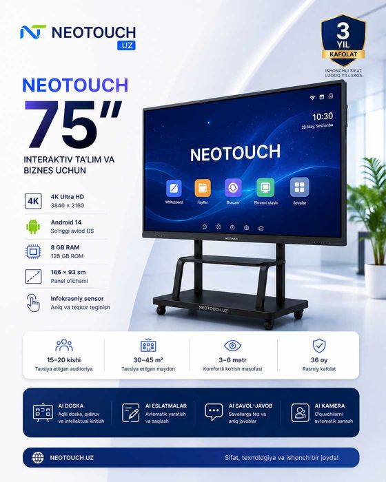 Интерактивные доски | панель| Panel NEOTOUCH 65, 75, 86, 98, 110, 115″