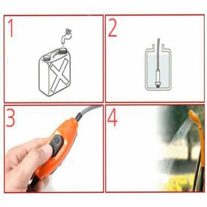 Портативен къмпинг душ Automat, С помпа, За МПС, 12V