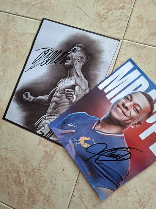 Автографи на Роналдо и Мбапе със снимкови доказателства от подписванет