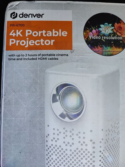 Proiector portabil Denver PR-4700 4K UHD, baterie 3200 mAh