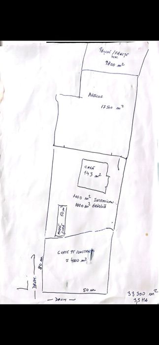 Casa pe 33000mp ( 3.3 Ha)