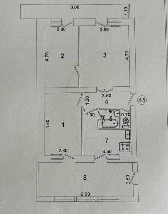 ХАДРА-ГАНГА 3 хона кирпич.  майдони 80м2. 2 балконли. локация супер