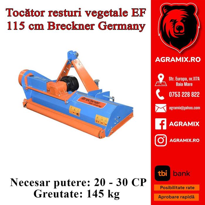 Tocatoare resturi vegetale Breckner Germany 1.15m noi Agramix EF115