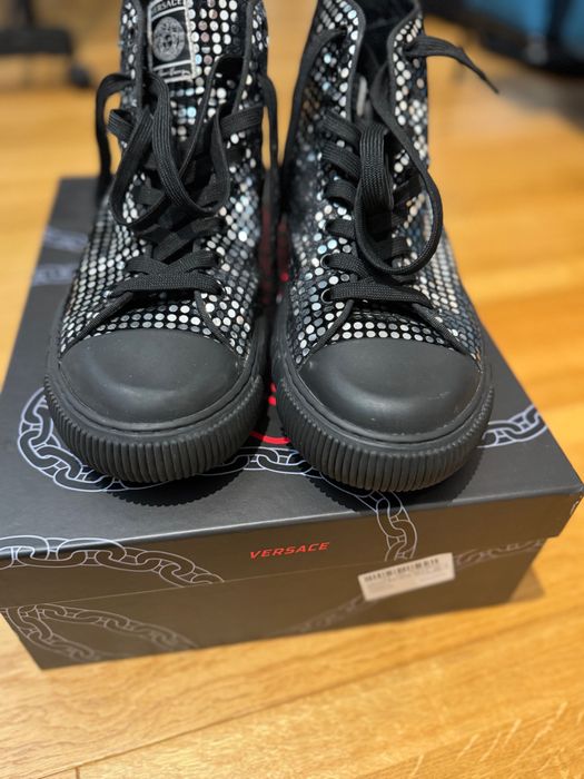 Vand versace men silver sparkle leather sneakers