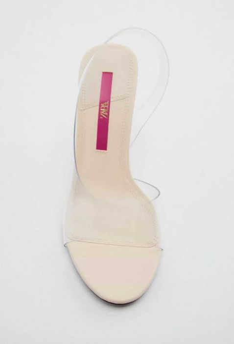 елегантни ZARA сандали на висок ток с прозрачна част