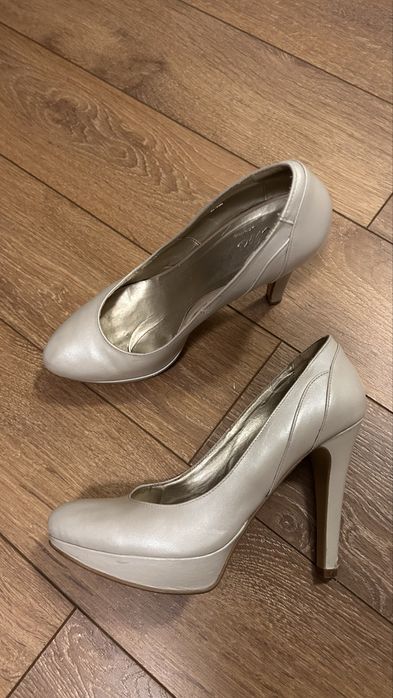 Pantofi mireasa piele crem perlat