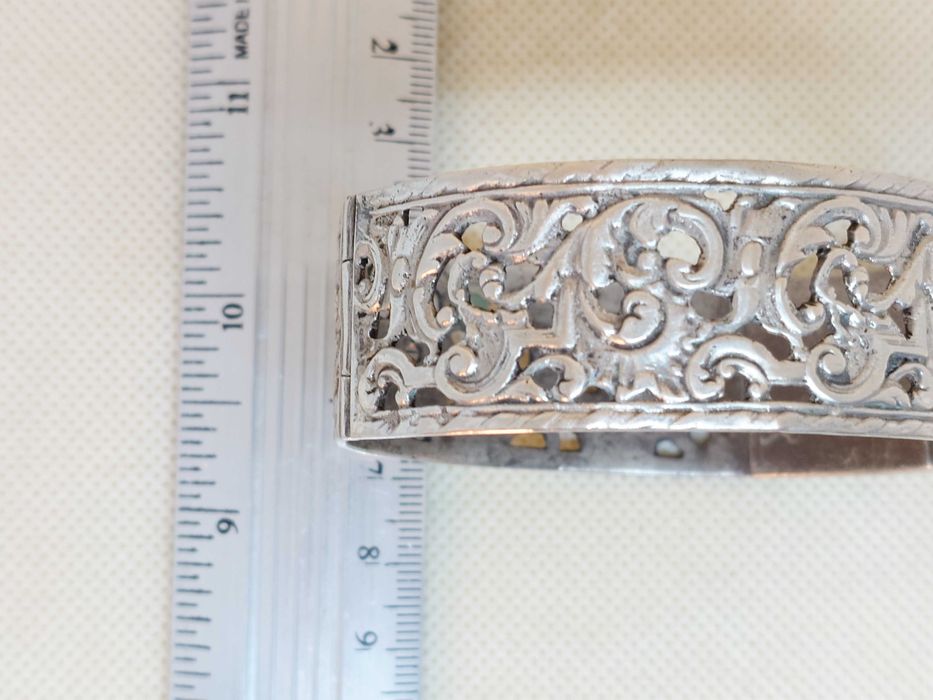 Brățară bangle din argint 800, filigran ajurat – stil edwardian