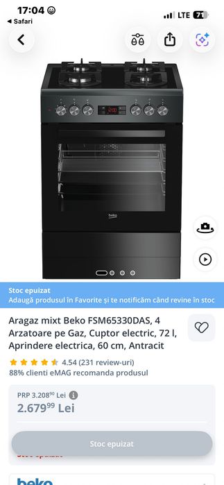 Aragaz Beko mixt FSM66330DAS
