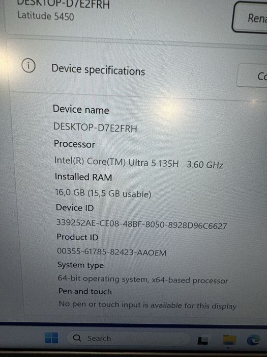 DELL 14'' Latitude 5450, FHD, intel Ultra 5 135U, 16GB DDR5, 1TB SSD
