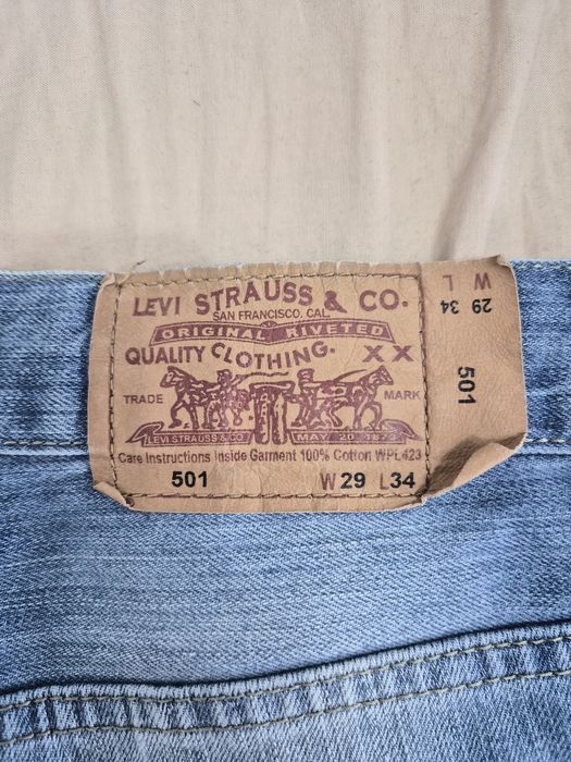 Blugi Regular Fit 501 Levi's distressed albastru deschis jeans