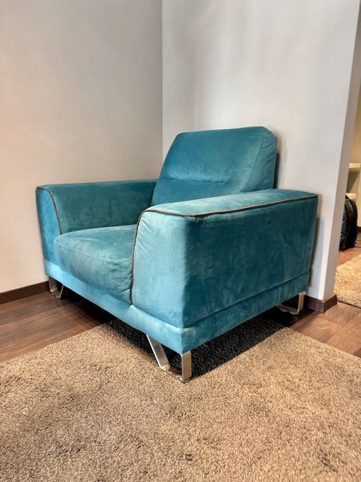 Fotoliu catifea albastru