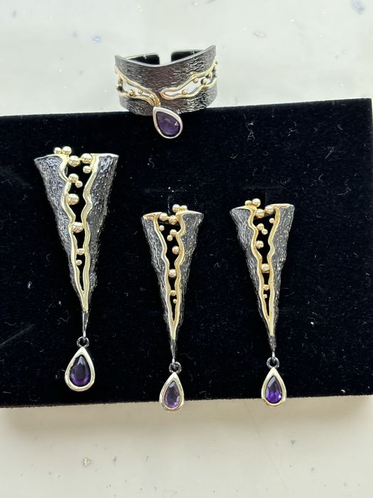 Set argint aurit 925 cu pietre semipretioase(ametist)