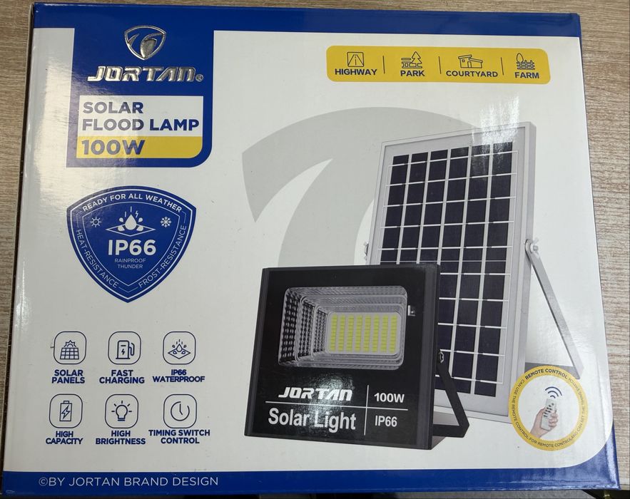 LED прожектор Соларна улична лампа JORTAN 100 W стойка дистанционно