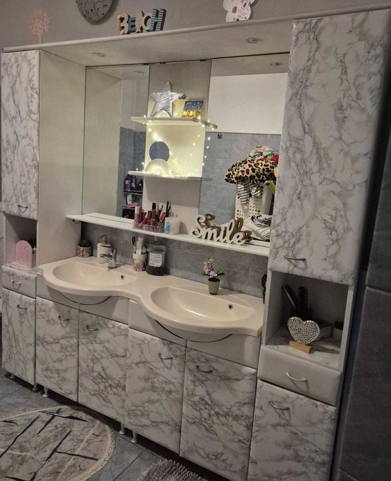 Mobilier baie complet 190 cm – dublu lavoar + oglindă