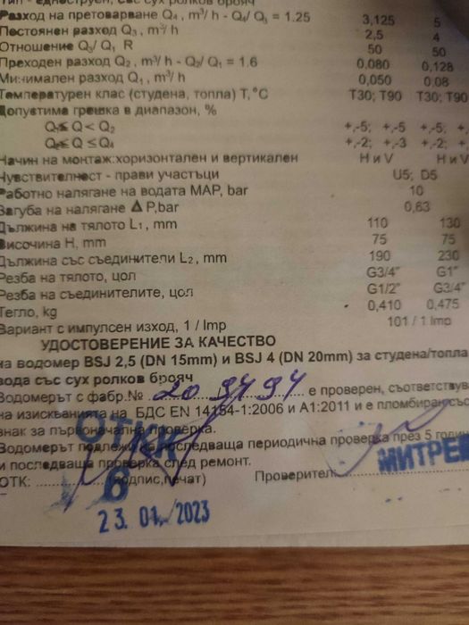 Водомер 3/4 със сух ролков брояч с възможност за радиомодул.