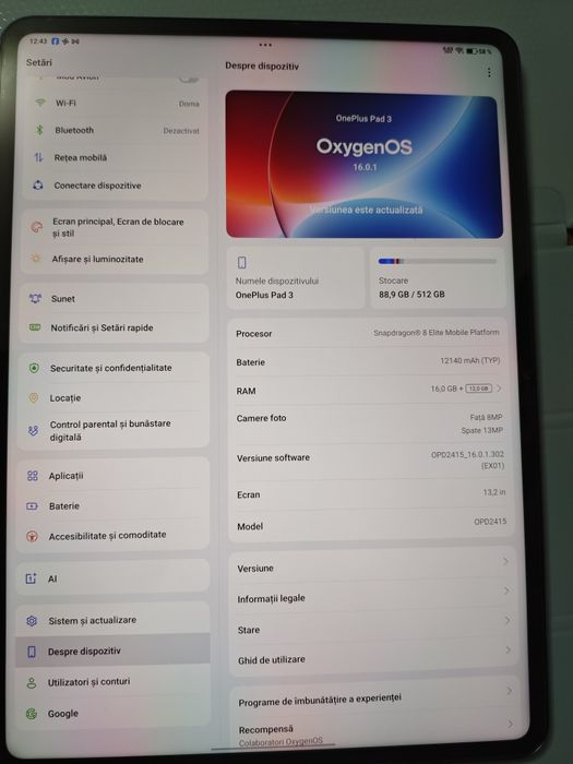 OnePlus Pad 3 512/16 Storm Blue
