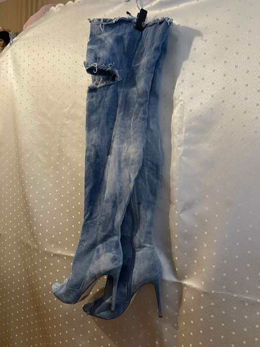 Дънкови високи ботуши