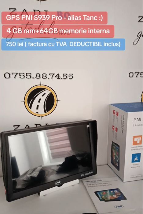 GPS TANC- S939  PRO ecran 9 inch- cu android 13- trafic live,camsam