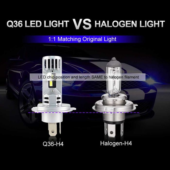 LED 30W Мини Диодни крушки H4, 12V, Canbus - 30% повече светлина.
